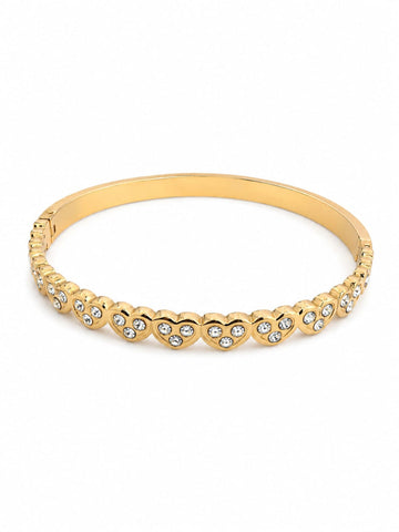 Dainty Pave Heart Pattern Bangle QROSH