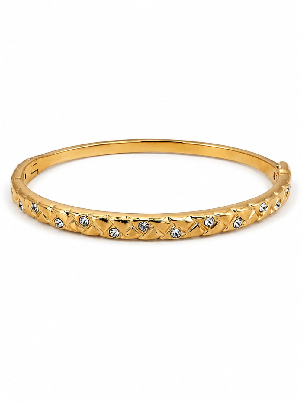 Gold Quilted Crystal Bangle QROSH