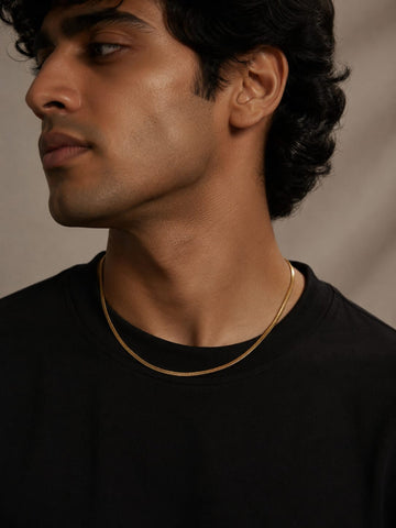 Men's Gold Snake Chain Necklace QROSH