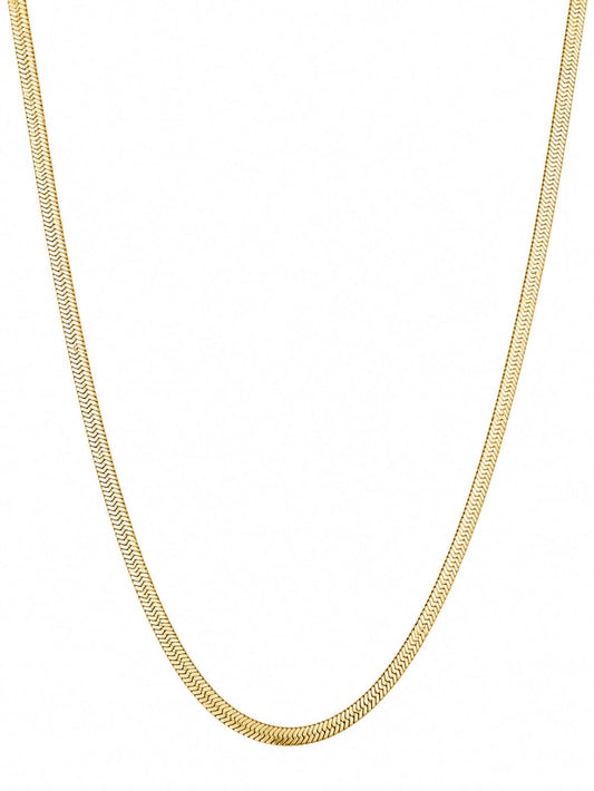 Gold Tone Herringbone Chain For Men QROSH