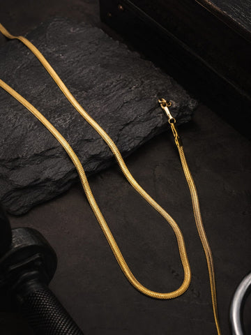 Gold Tone Herringbone Chain For Men QROSH