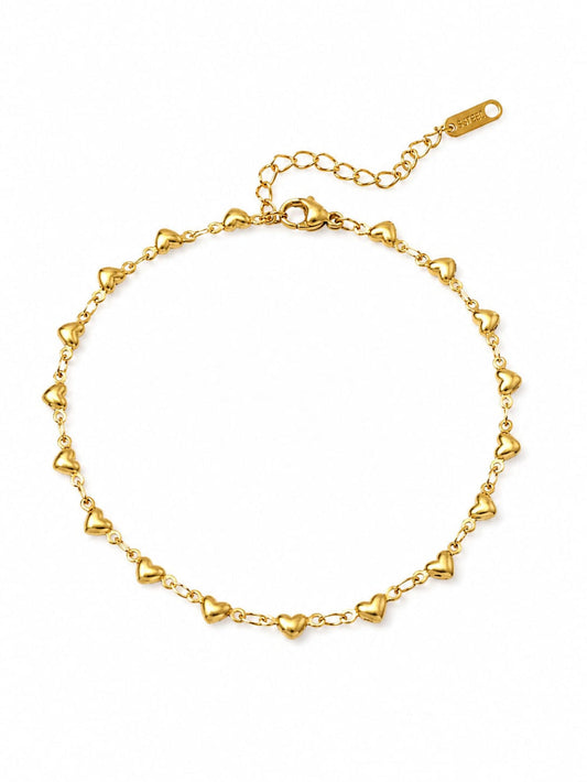 Dainty Gold Heart Anklet QROSH
