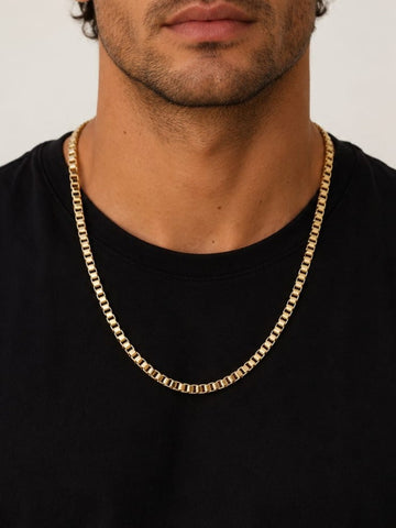 Cuban Box Gold Chain For Men QROSH
