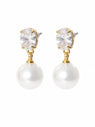 Oval Crystal Pearl Drop Earrings QROSH