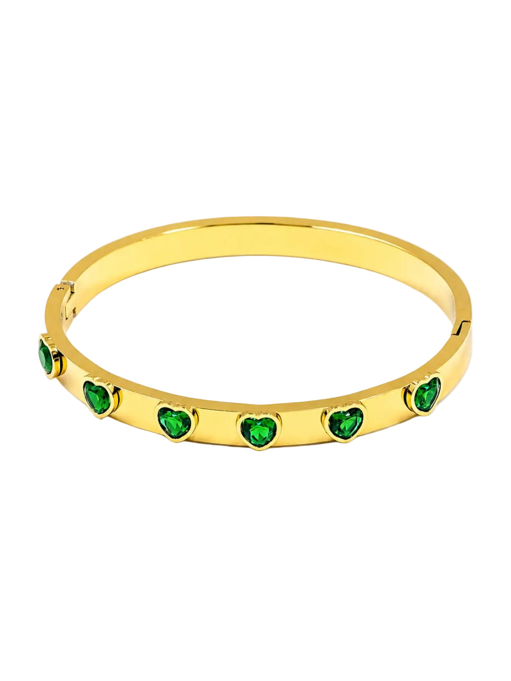 Green Heart Stone Bangle QROSH