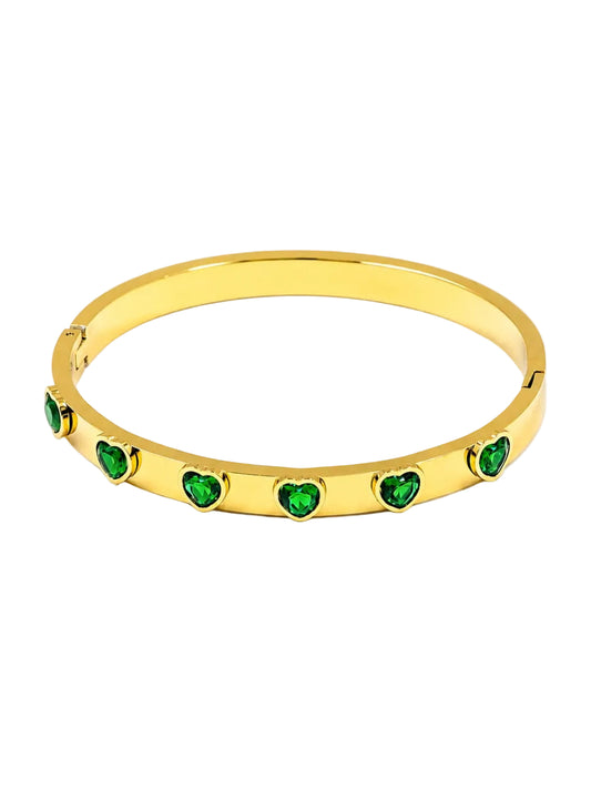 Green Heart Stone Bangle QROSH