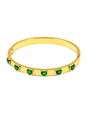Green Heart Stone Bangle QROSH