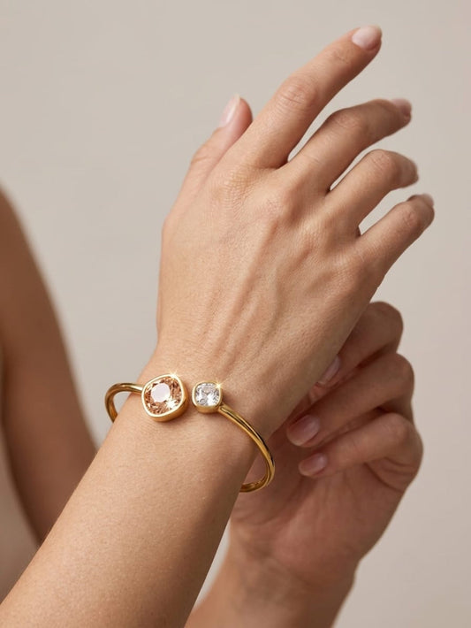 Dual Stone Open Cuff Bangle QROSH