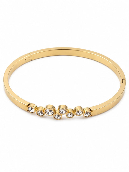 Crystal Embellished Gold Bangle QROSH