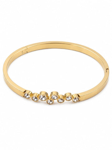 Crystal Embellished Gold Bangle QROSH