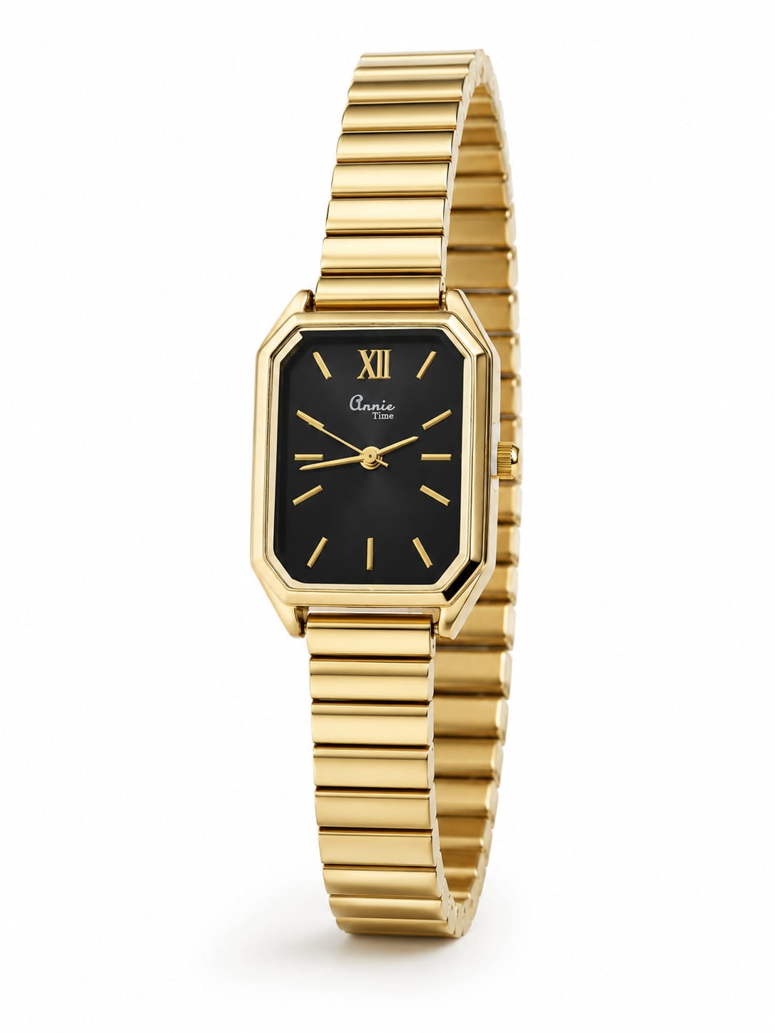 Gold Tone Watch Black Dial QROSH