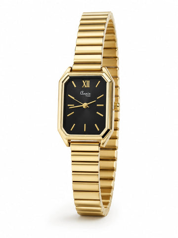 Gold Tone Watch Black Dial QROSH