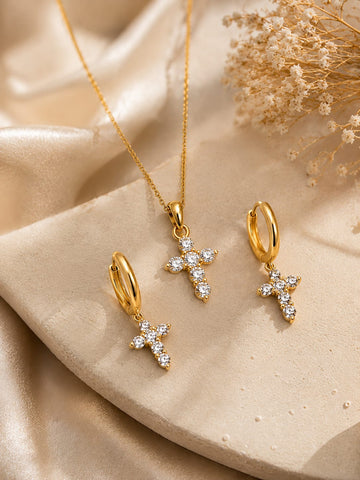 Gold Cross Pendant Set QROSH