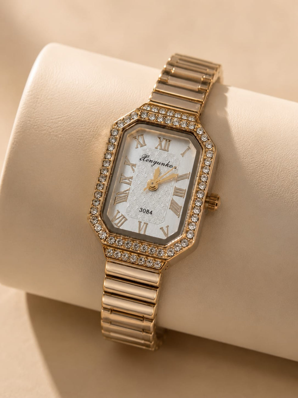 Luxury Rose Gold Rectangular Watch QROSH
