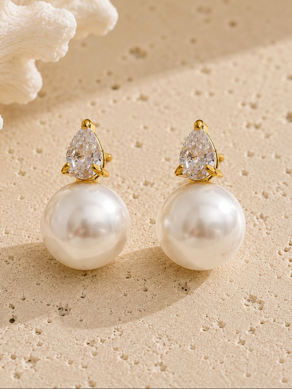 18K Gold Plated Pearl Earrings QROSH