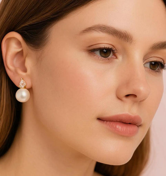 18K Gold Plated Pearl Earrings QROSH