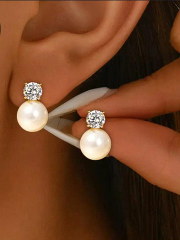 Luna Crystal Pearl Earrings QROSH