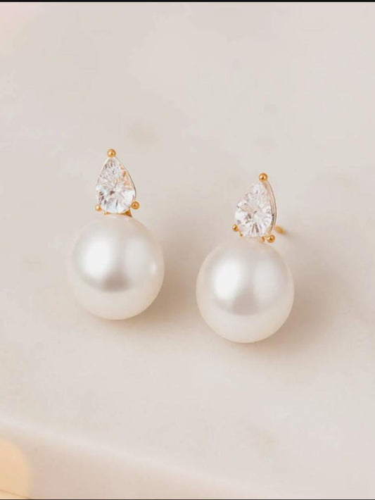 18K Gold Plated Pearl Earrings QROSH