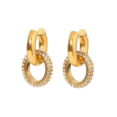 Gold Mini Hoop Earrings with Cubic Zirconia QROSH