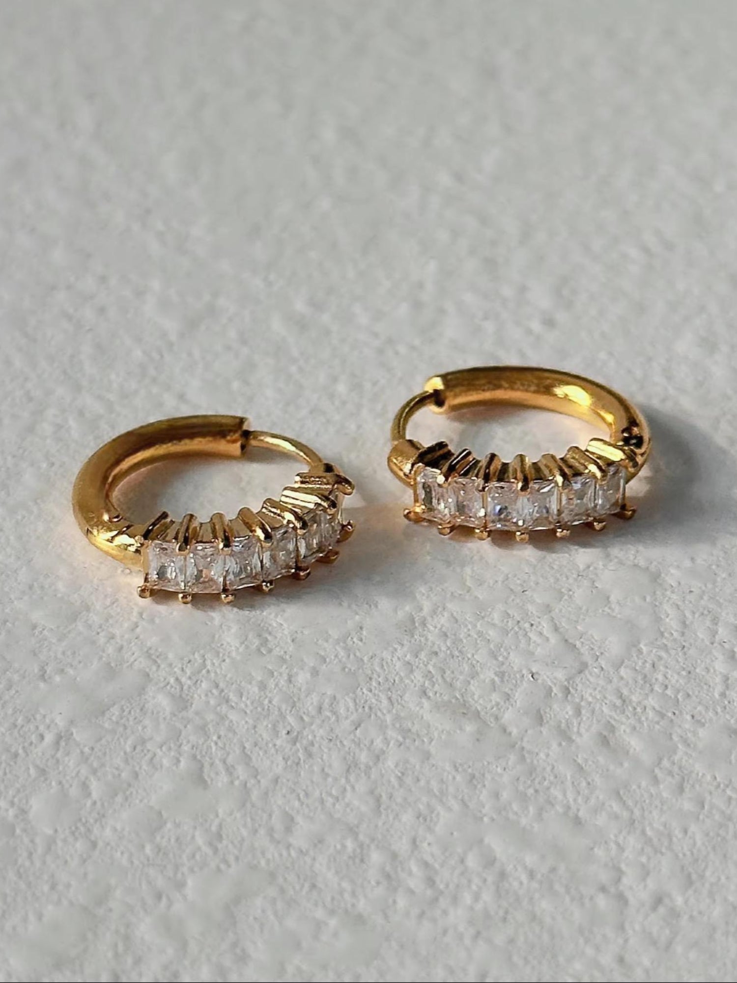 18K Gold Plated Stone Studded Hoops QROSH