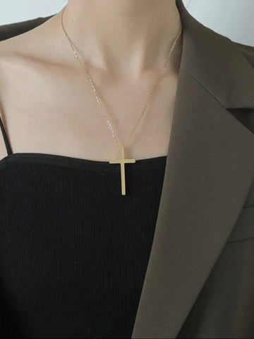 18K Gold-Plated Statement Cross Charm Pendant QROSH