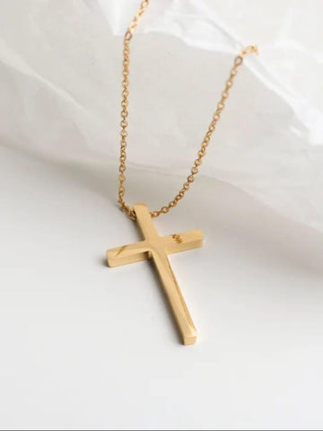 18K Gold-Plated Statement Cross Charm Pendant QROSH