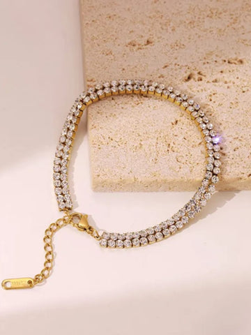 Double Row Gold-Plated Tennis Bracelet QROSH