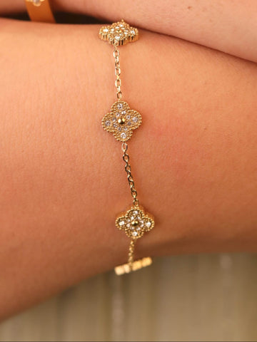 Gold-Plated Floral Link Bracelet QROSH