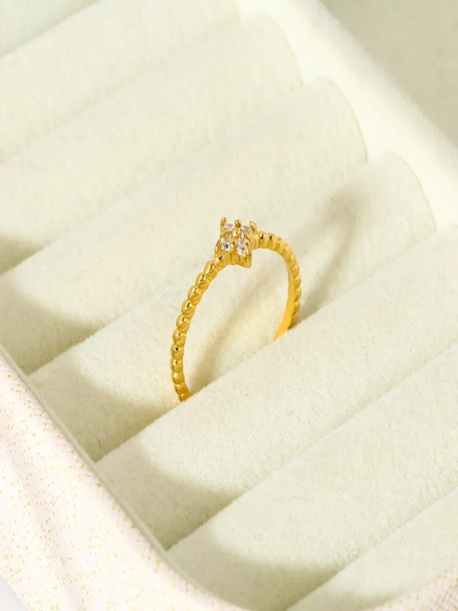 Gold Ring with Dainty Diamond QROSH