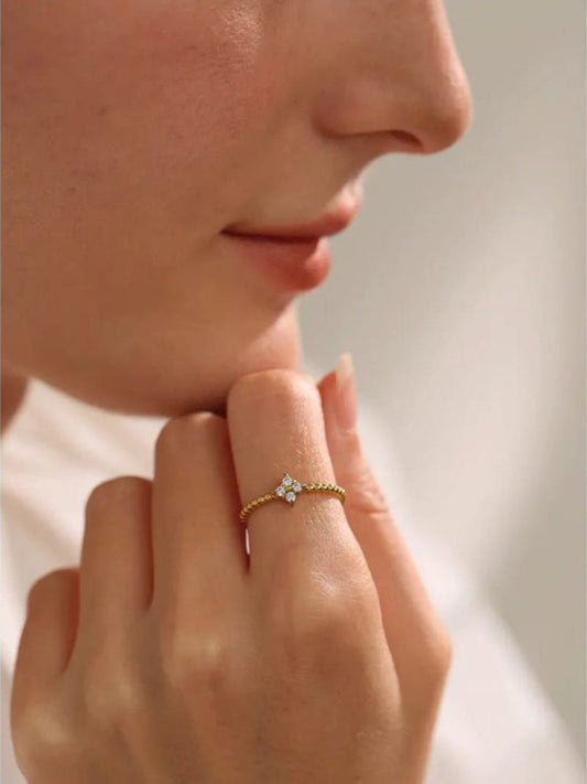 Gold Ring with Dainty Diamond QROSH