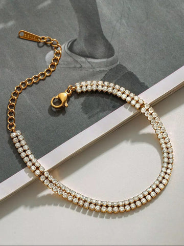Double Row Gold-Plated Tennis Bracelet QROSH