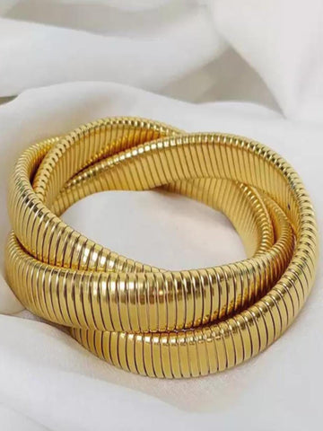 Chunky Gold Coil bangle QROSH