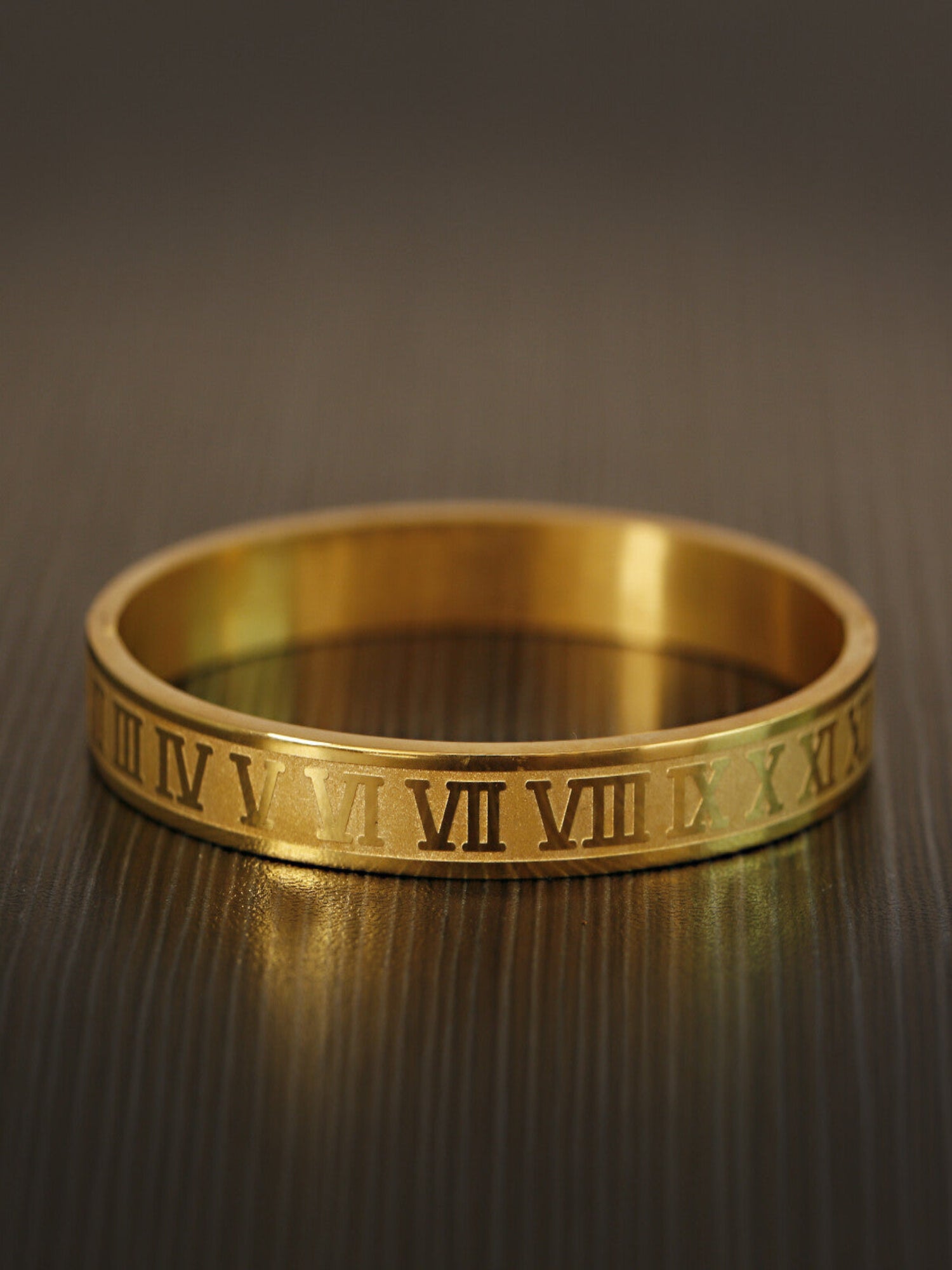 Gold Roman Numeral Bangle Bracelet QROSH