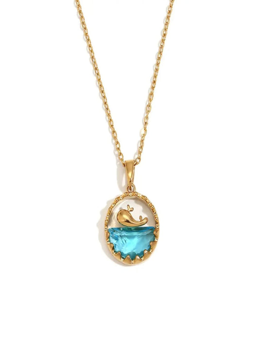 Gold Whale Pendant Necklace QROSH