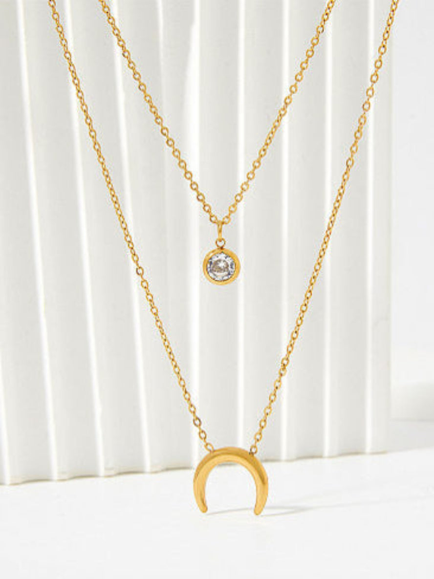 Gold Moon & Star Pendant Necklace QROSH