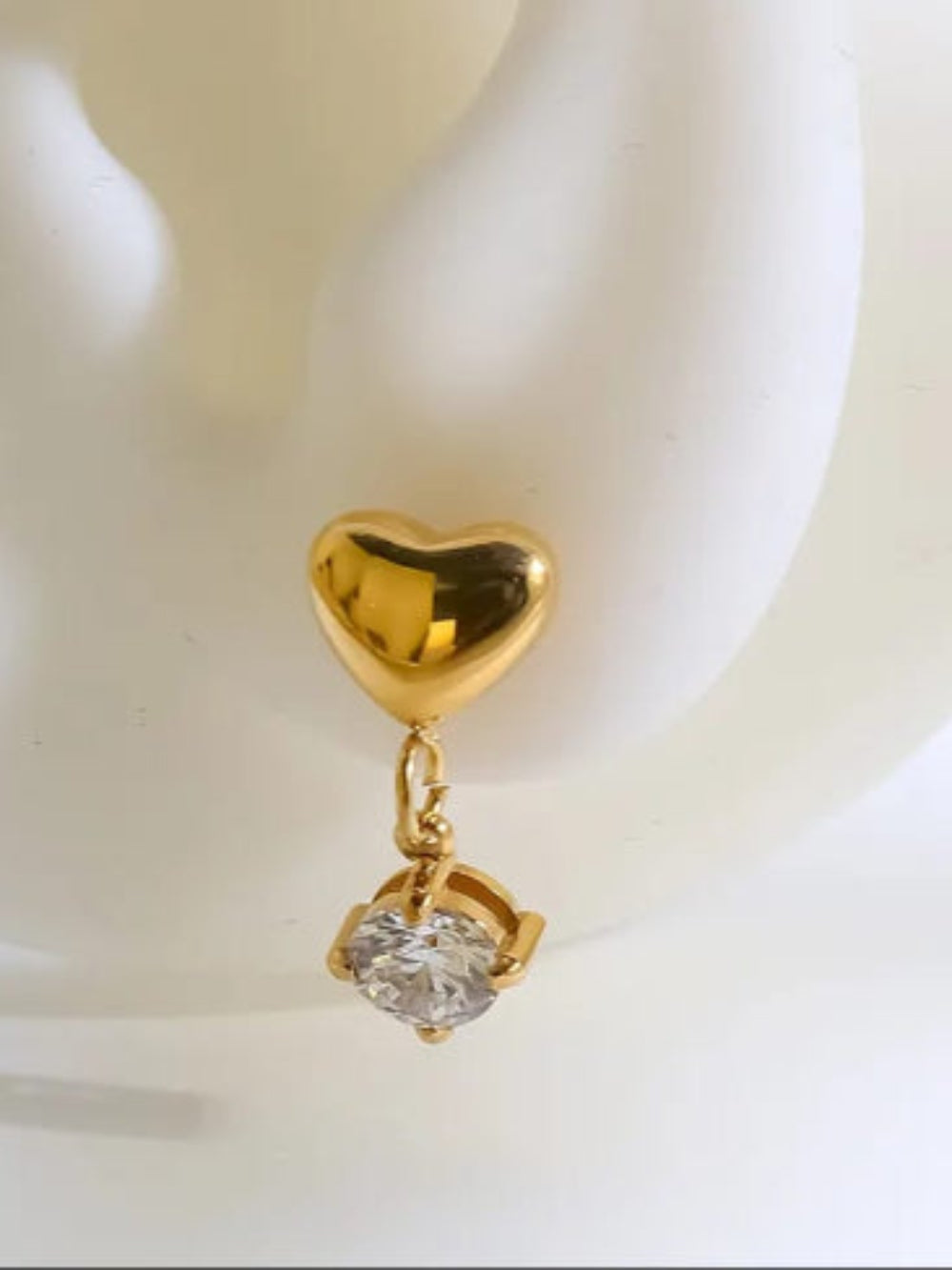 18K Gold Plated Heart Drop Stud Earrings - QROSH