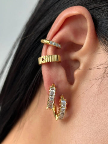 Gold earrings with gemstones