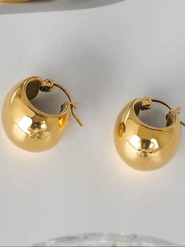 18K Gold Plated Dainty Semi-Cup Hoops - QROSH