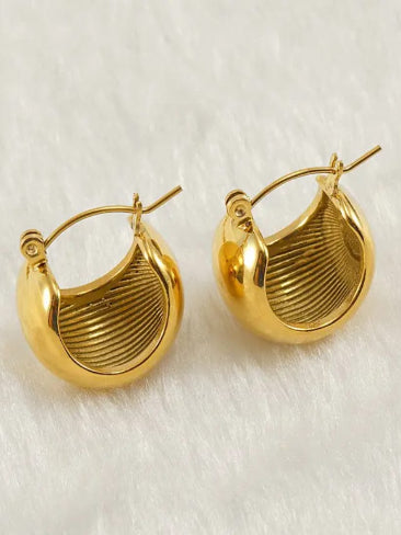 18K Gold Plated Dainty Semi-Cup Hoops - QROSH