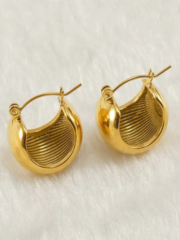 18K Gold Plated Dainty Semi-Cup Hoops - QROSH
