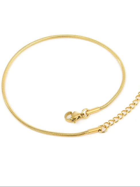 18K Gold Plated Dainty Plain Chain Anklet - QROSH