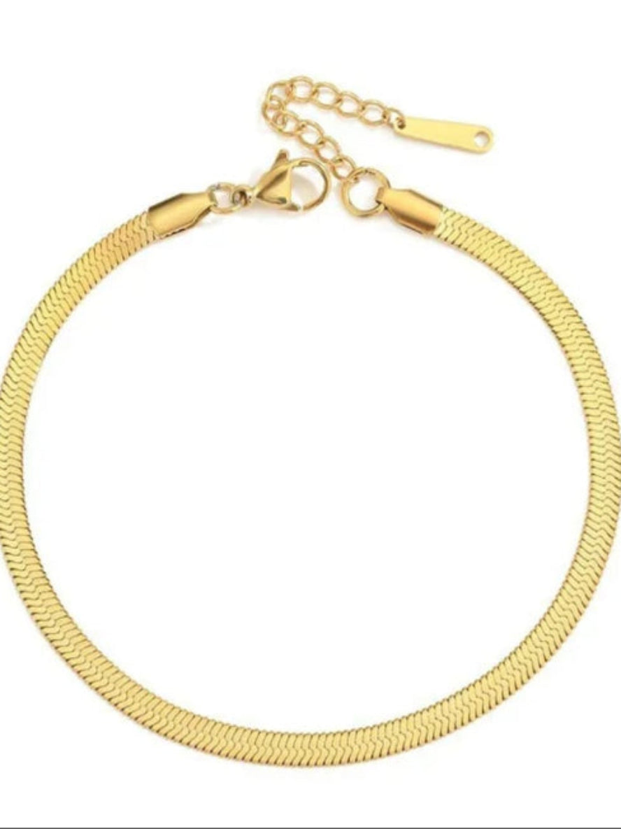 18K Gold Plated Dainty Snake Chain Anklet - QROSH