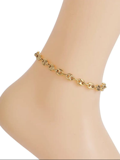 18K Gold Plated Button Shell Anklet - QROSH