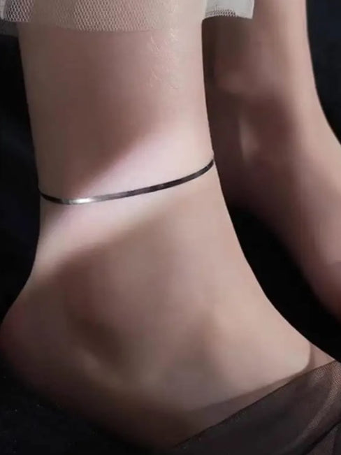 Silver-Plated Snake Chain Anklet - QROSH