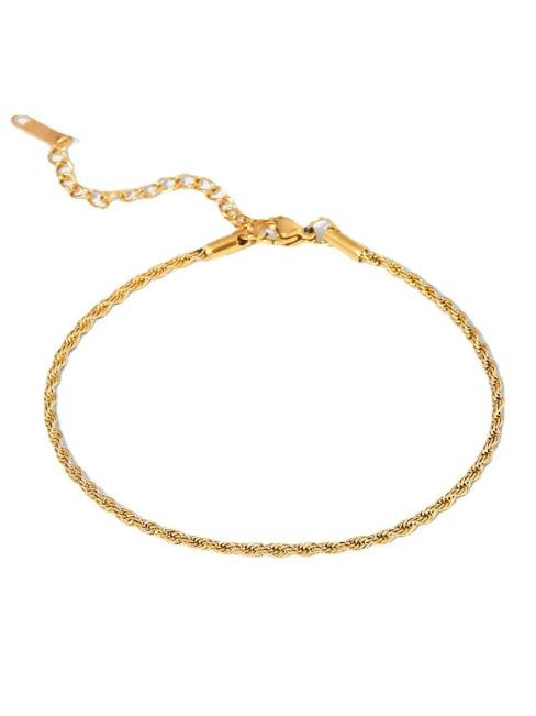 18K Gold Plated Rope Chain Anklet - QROSH