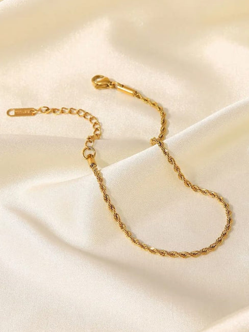 18K Gold Plated Rope Chain Anklet - QROSH