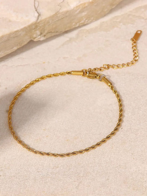 18K Gold Plated Rope Chain Anklet - QROSH