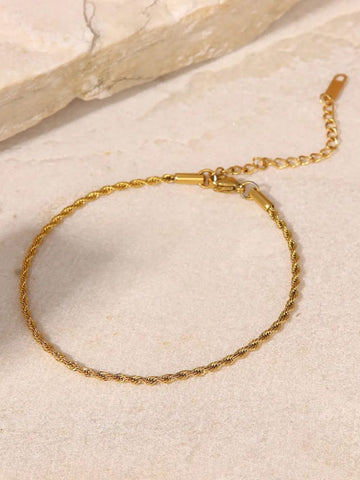 18K Gold Plated Rope Chain Anklet - QROSH
