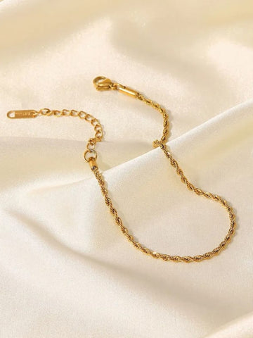 18K Gold Plated Rope Chain Anklet - QROSH
