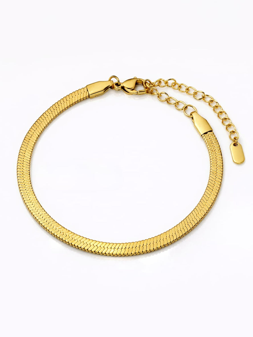 18K Gold Plated Dainty Snake Chain Anklet QROSH